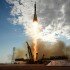 The Soyuz TMA-05M rocket launches from the Baikonur Cosmodrome in Kazakhstan